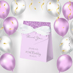 Birthday Party purple glitter violet thank you Favour Box<br><div class="desc">Elegant, classic, glamourous and girly for a 50th (or any age) birthday party favours. A violet, lavender coloured background. With the text: 50th Birthday and Thank You written with a modern grey coloured hand lettered style script. Decorated with purple faux glitter drips, paint dripping look. Personalise and add a name...</div>