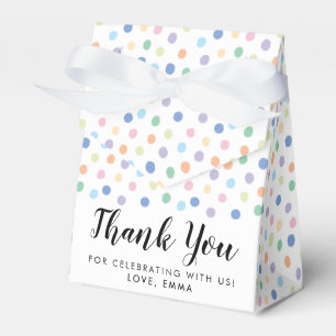 Birthday Party Rainbow Dots Confetti Kids Name Favour Box