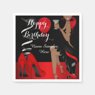 Birthday Party Red Black Shoe High Heels Ethnic Napkin