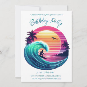 Birthday Party-Ride the Wave at Sunset Invitation