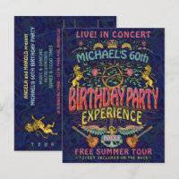 Birthday Party Rock Band Concert Ticket Retro 70s