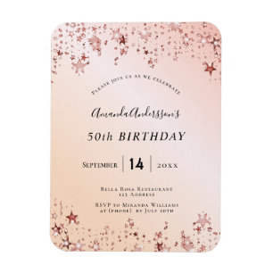 Birthday party rose gold blush pink stars modern magnet