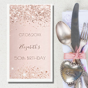 Birthday party rose gold confetti napkin