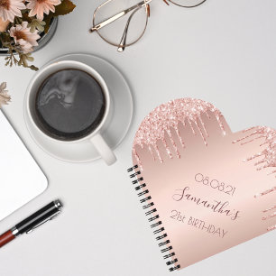 Birthday party rose gold drips notebook