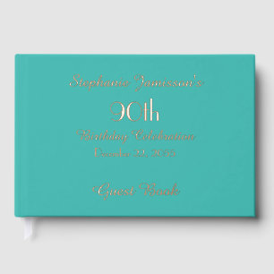 Birthday Party Rose Gold FOIL Teal Cover Memory Guest Book