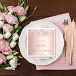 Birthday party rose gold glitter dust napkin<br><div class="desc">For a girly and glamorous 50th (or any age) birthday party.  A faux rose gold metallic looking background with faux glitter dust. Personalize and add a date,  name and age 50. The text: The name is written in dark rose gold with a modern hand lettered style script.</div>