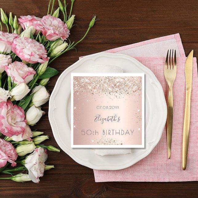 Birthday party rose gold glitter dust napkin (Creator Uploaded)