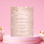 Birthday party rose gold invitation postcard<br><div class="desc">A modern, stylish and glamourous invitation for a woman's 50th (or any age) birthday party. A rose gold background with sparkles. The name is written with a modern dark rose gold coloured hand lettered style script. Personalise and add your party details. Back: rose gold background, postcard design. Tip: If you...</div>
