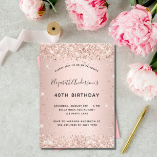 Birthday party rose gold luxury invitation