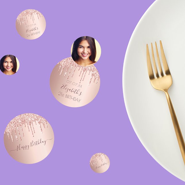 Birthday party rose gold photo drips confetti (Creator Uploaded)