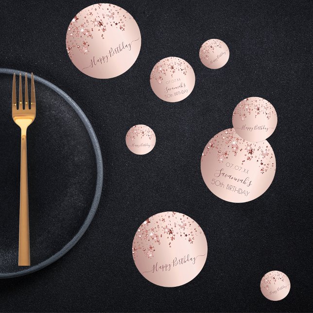 Birthday party rose gold pink stars glam confetti (Creator Uploaded)