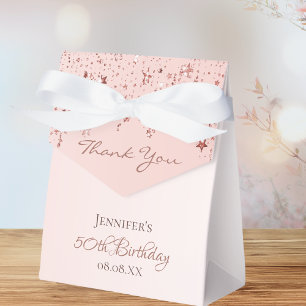 Birthday Party rose gold pink stars thank you Favour Box