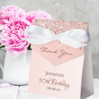 Birthday Party rose gold thank you