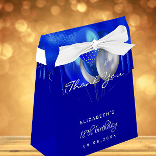 Birthday party royal blue balloons thank you favour box