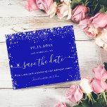 Birthday party royal blue silver budget save date flyer<br><div class="desc">Please note that this Save the date is on flyer paper and very thin. Envelopes are not included. For thicker Save the Date cards (same design) please visit our store. A girly and trendy Save the Date for a 21st (or any age) birthday party. A royal blue uneven coloured background....</div>