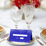 Birthday party royal blue silver glitter sparkles place card<br><div class="desc">For a girly,  glamourous 21st (or any age) birthday party. Personalise and add her name,  age 21 and a date.  A trendy royal blue background. Decorated with faux silver glitter sparkles.</div>