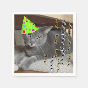 Birthday Party Russian Blue Cat Napkin
