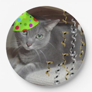 Birthday Party Russian Blue Cat Paper Plate