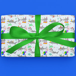 Birthday Party Sharks Wrapping Paper Sheet