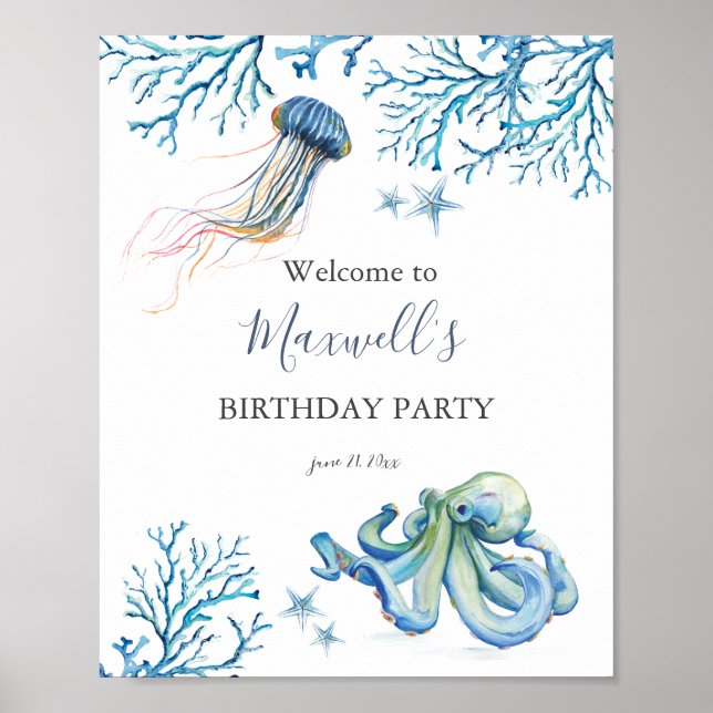 Birthday Party Signs Under The Sea Posters (Front)