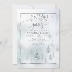 Birthday Party     Silver Blue Winter Wonderland Announcement
