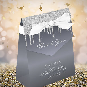 Birthday Party silver glitter drips glamorous Favour Box