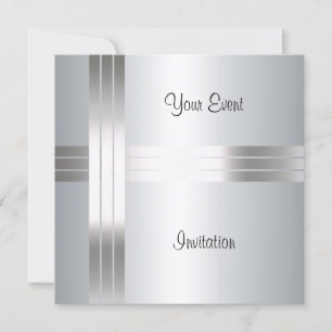 Birthday Party Silver Invitation