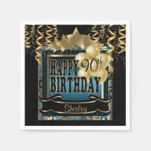 Birthday Party Star | Blue Metallic & Gold