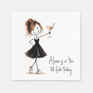Birthday Party Stick Figure Girl with Martini Napkin