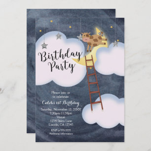 Birthday Party Storybook Nursery Rhyme Cow & Moon Invitation