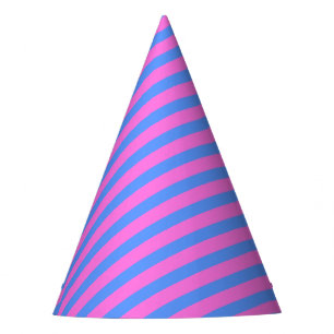 Birthday party stripes pink blue pattern hat