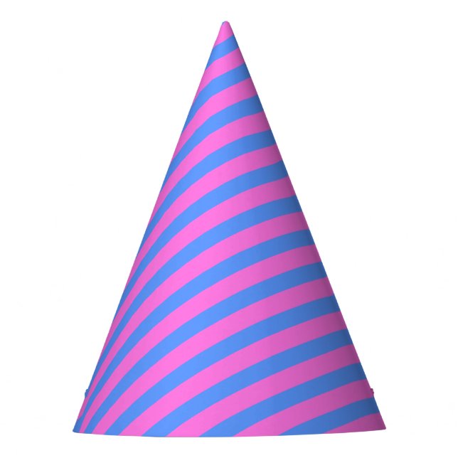 Birthday party stripes pink blue pattern hat (Front)