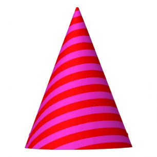 Birthday party stripes pink red pattern hat