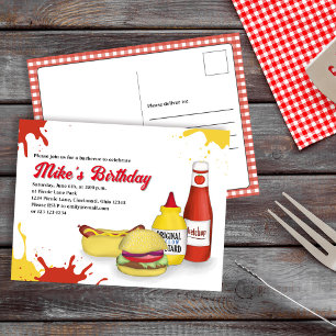 Birthday Party Summer BBQ Invitation Postcard