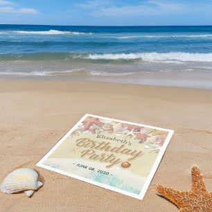 Birthday Party Summer Beach Starfish Sea shells Napkin