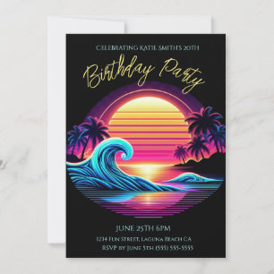 Birthday Party-Sunset Surf Glow Invitation