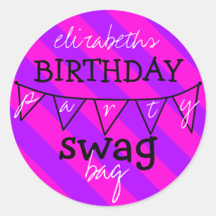 Birthday Party Swag Bag Classic Round Sticker