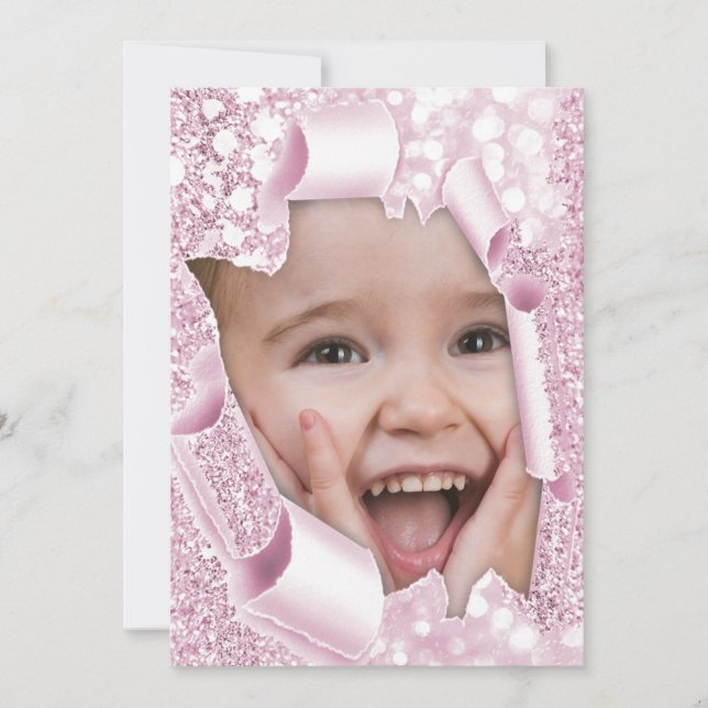 Birthday Party Sweet 5th 1th 5th 10th 15th Glitter Invitation (Front)