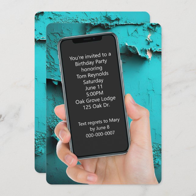 Birthday Party Text Message   Invitation (Front/Back)