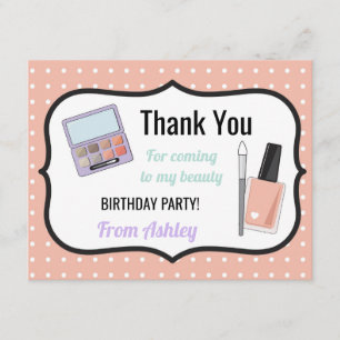 Birthday Party Thank You Invite Card Beauty Nails