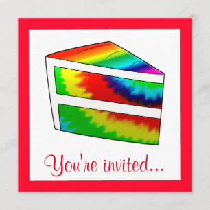 Birthday Party Tie Dye Cake Invitation