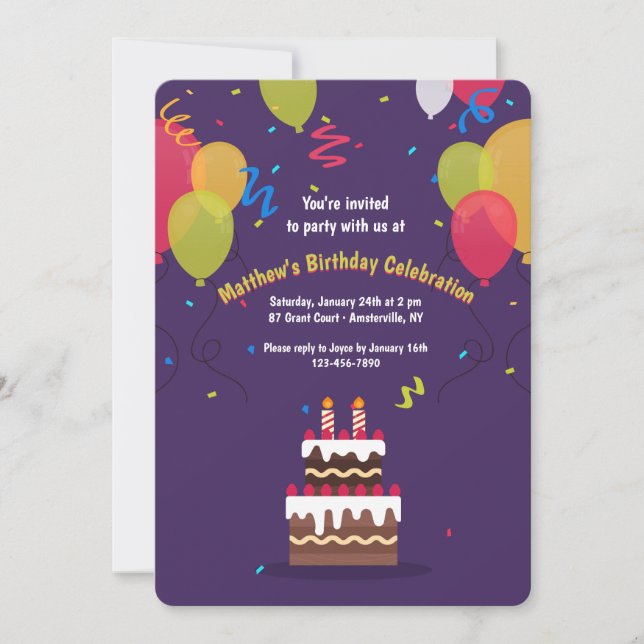 Birthday Party Time Invitation (Front)