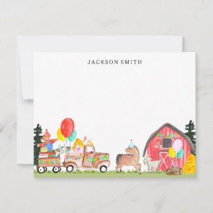 Birthday Party Truck Barnyard Farm Animals Kids Card