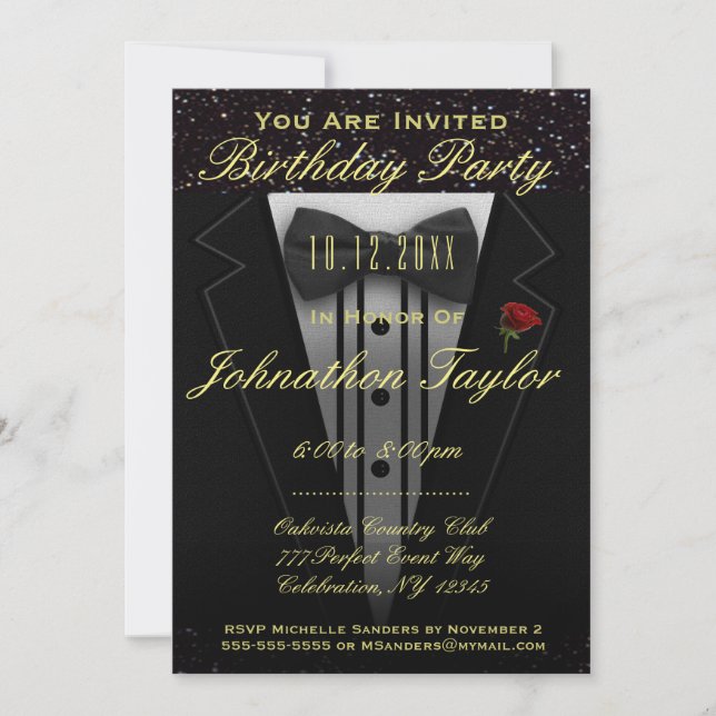 Birthday Party | Tuxedo Invitation (Front)