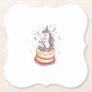 Birthday Party Unicorn (1) Paper Coaster
