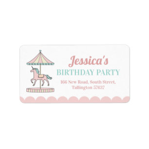 Birthday Party Unicorn Carousel Address Labels