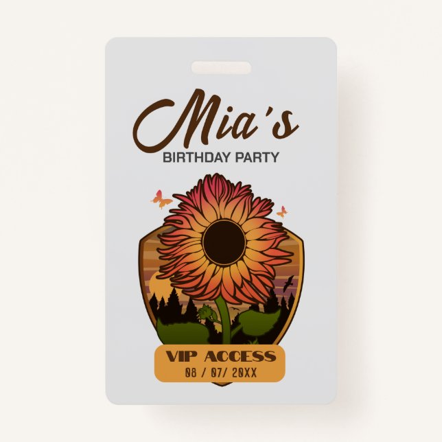 Birthday Party VIP Access Badge ID Badge (Front)