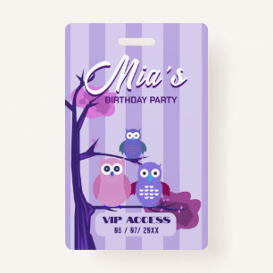 Birthday Party VIP Access Badge ID Badge