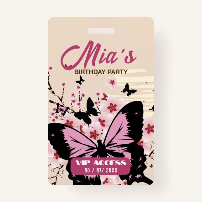 Birthday Party VIP Access Badge ID Badge (Back)