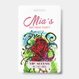Birthday Party VIP Access Badge ID Badge
